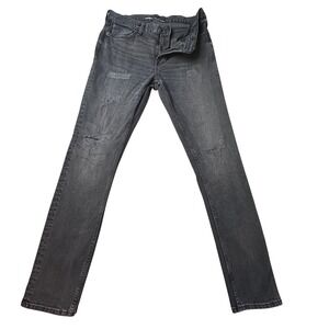 Old Navy Jeans Men 34x36(34x34) Black Slim Built-In Flex Distressed Ripped Denim